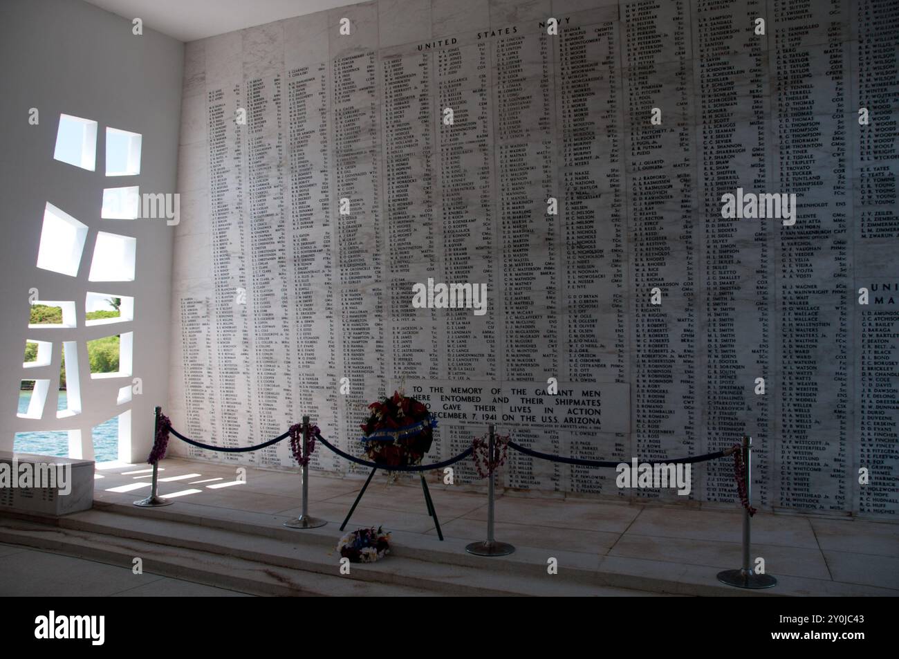 USS Arizona Memorial a Pearl Harbor, Hawaii Foto Stock