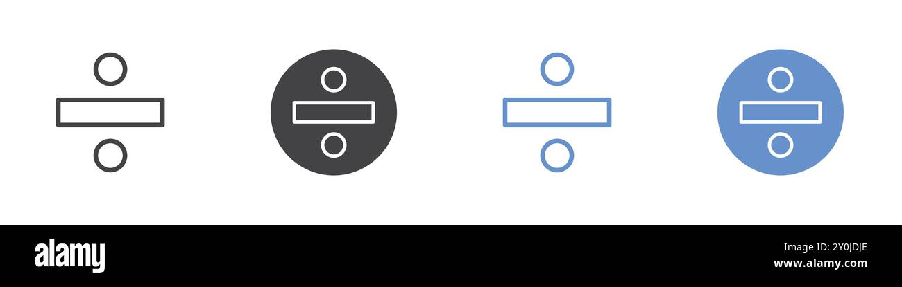 Dividi icona Flat Set in bianco e nero contorno contrassegno vettoriale Illustrazione Vettoriale