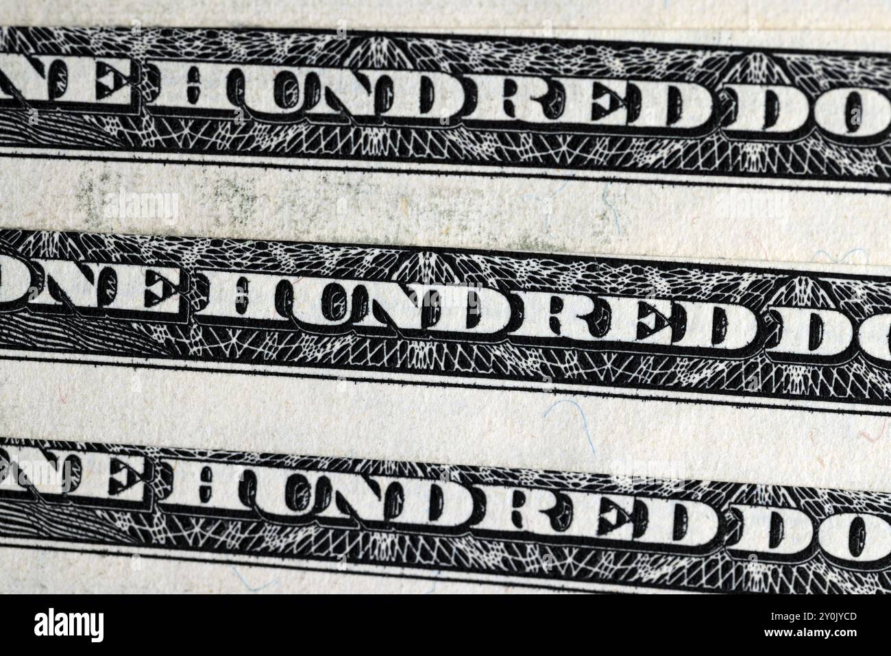 Primo piano di un gruppo di cento dollari americani, dettagli di 100 dollari americani in contanti Foto Stock