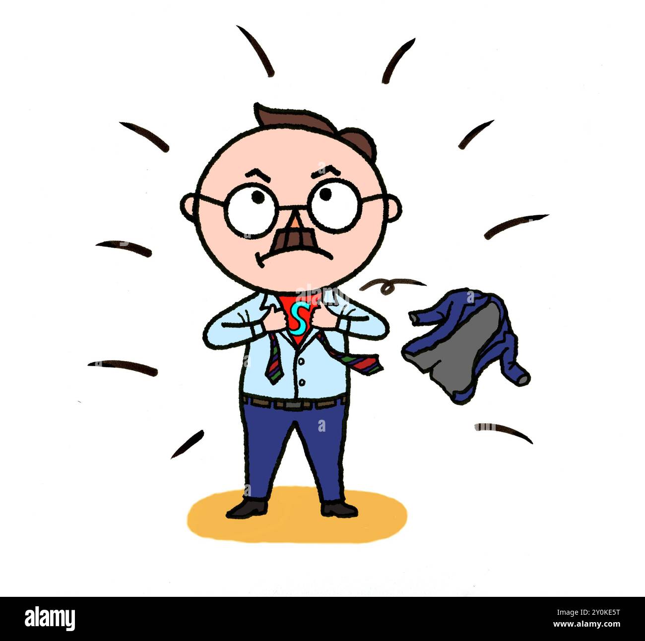 Uomo d'argento consapevole della sua salute senior (Superman) Foto Stock