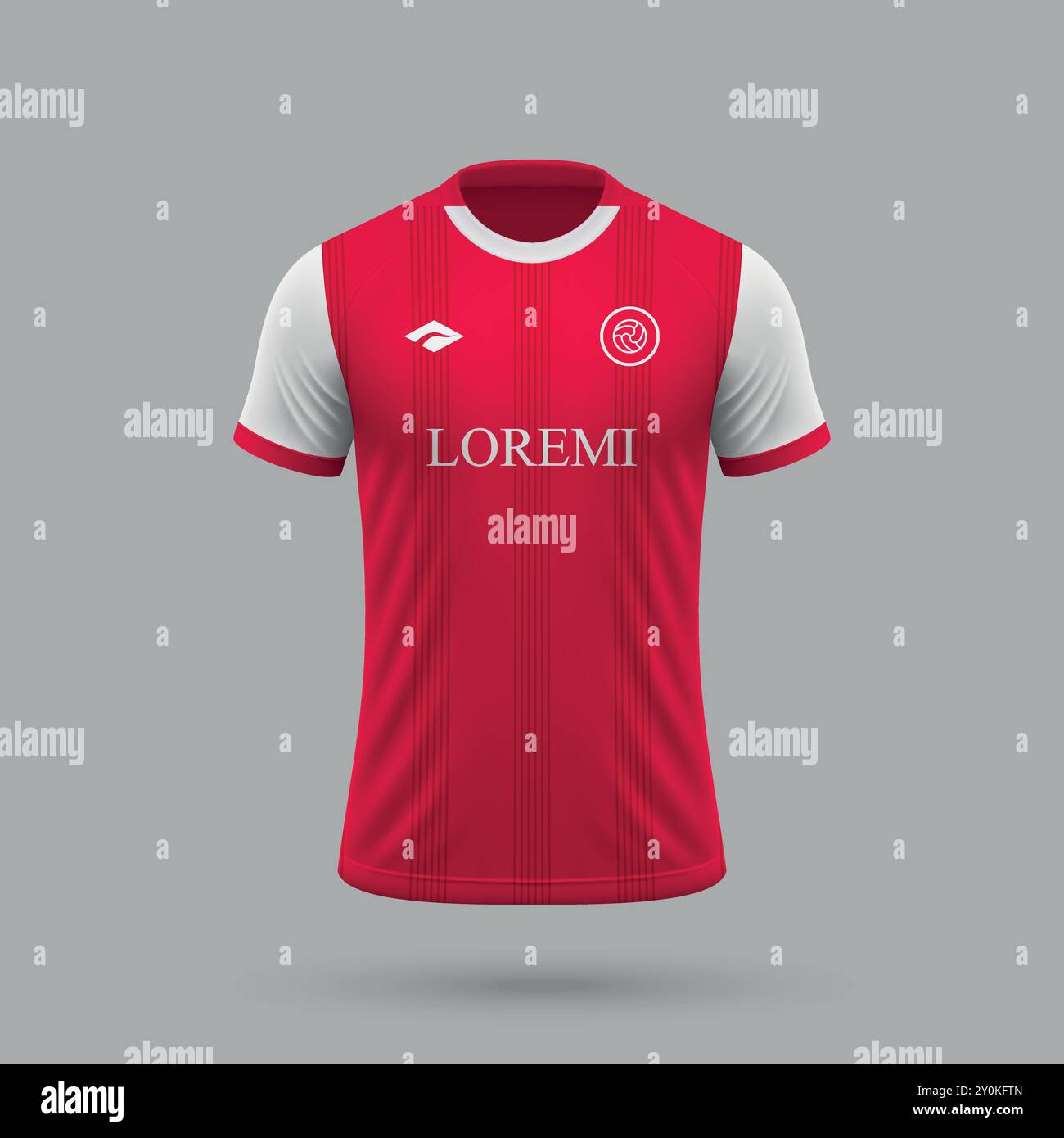 Maglia da calcio realistica in 3d in stile Reims, modello di maglia da calcio 2024 Illustrazione Vettoriale
