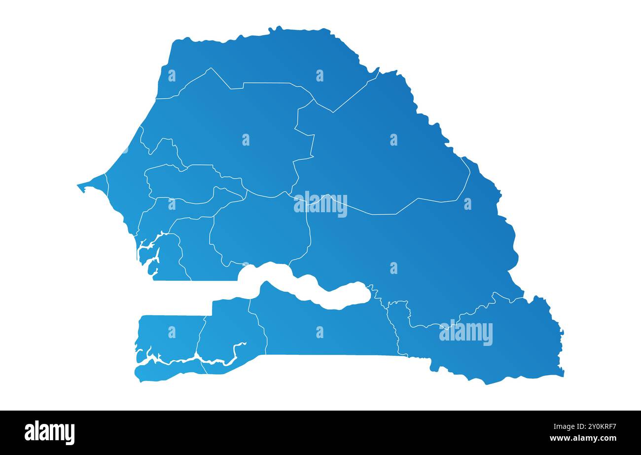 Regione Senegal Mappa del Paese Illustrazione Vettoriale