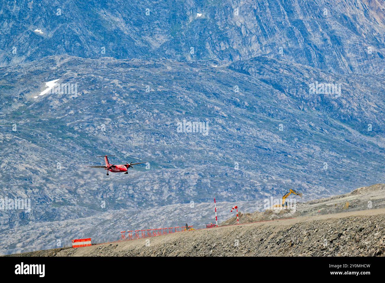 Un volo Air greenland in arrivo per atterrare a Nuuk, in Groenlandia Foto Stock