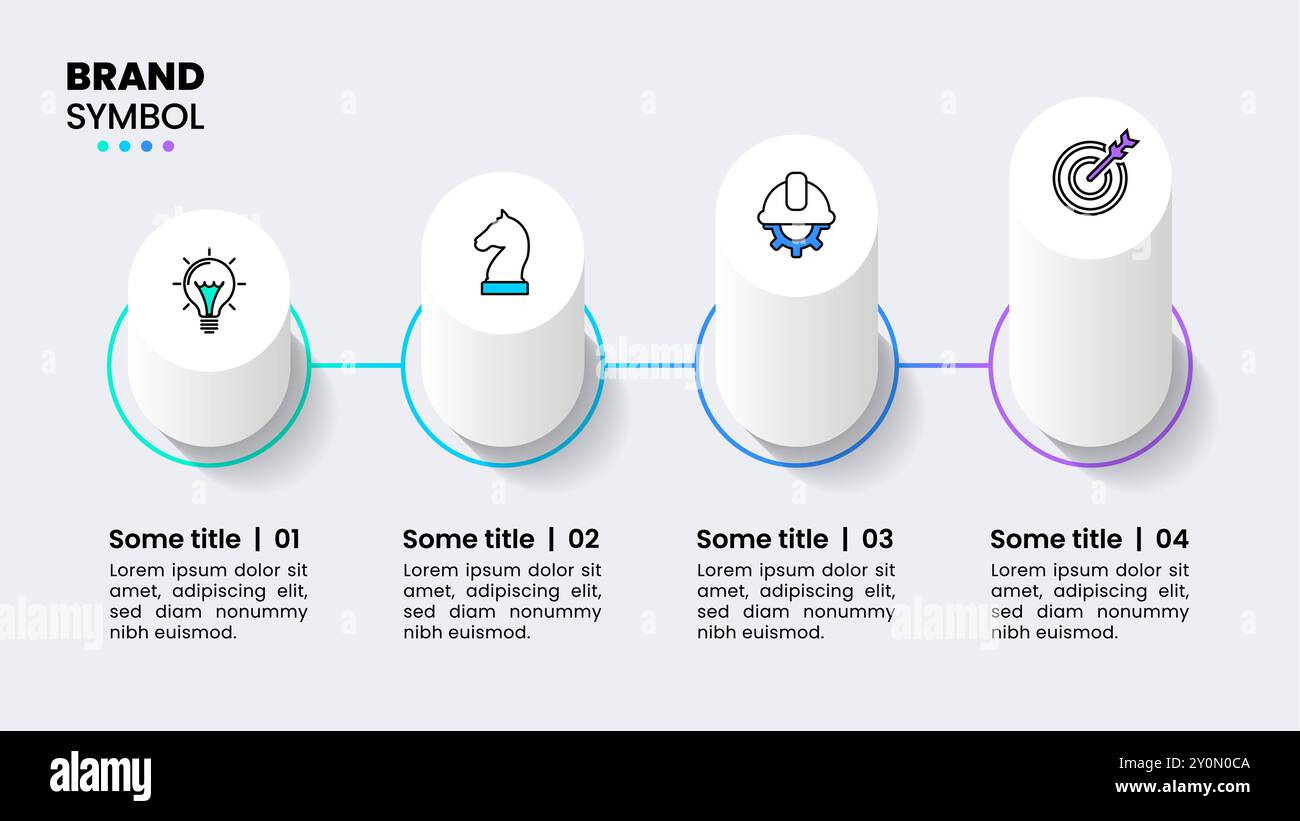 Modello infografico con icone e 4 opzioni o passaggi. Colonne. Può essere utilizzato per layout del flusso di lavoro, banner, diagrammi, webdesign. Illustrazione vettoriale Illustrazione Vettoriale