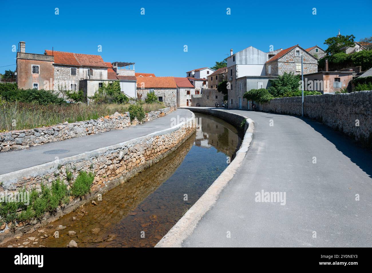 Vrboska, isola di Hvar, Croazia. Foto Stock
