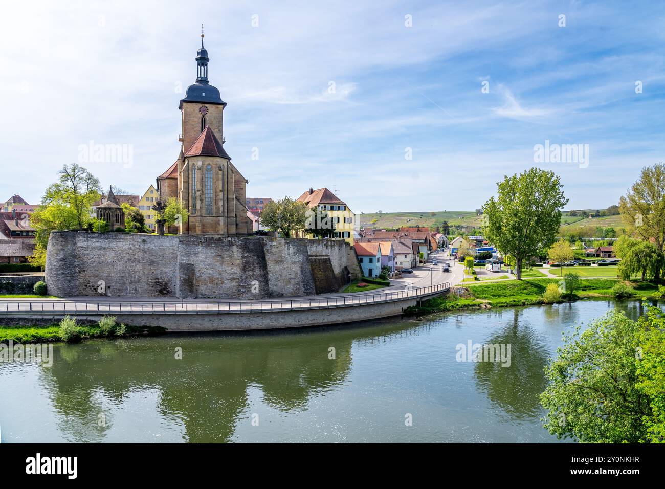 Città vecchia di Lauffen am Neckar, Germania Foto Stock