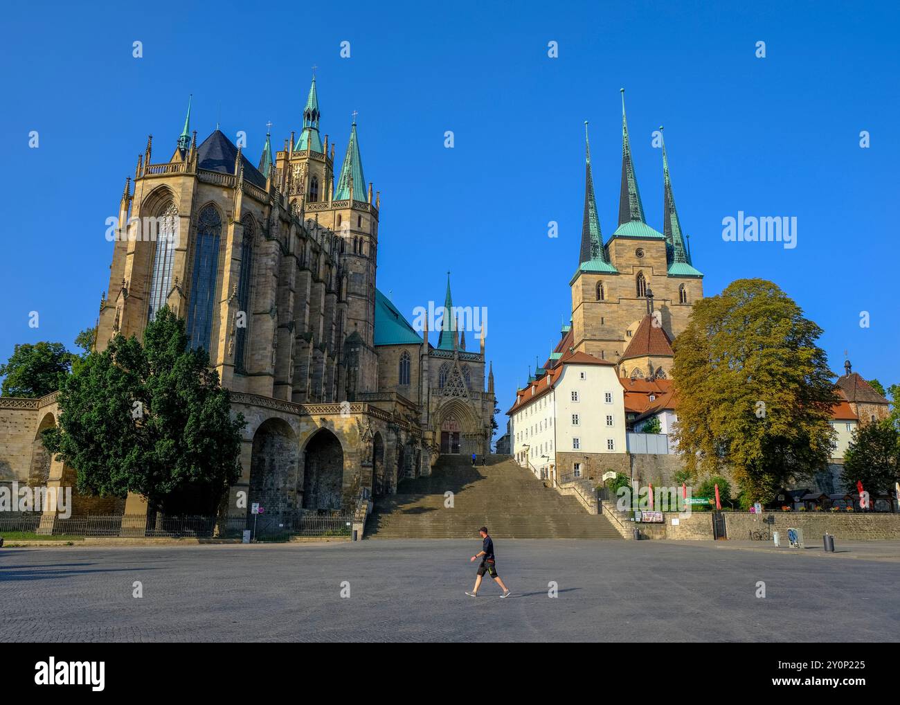 Piazza della Cattedrale di Domplatz, Erfurt, Germania Foto Stock