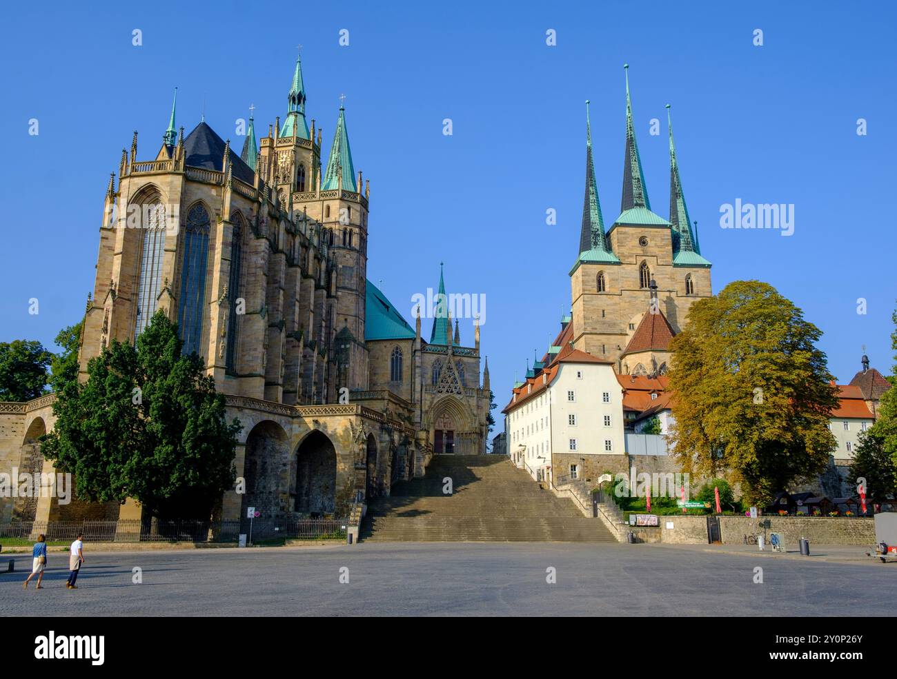 Piazza della Cattedrale di Domplatz, Erfurt, Germania Foto Stock