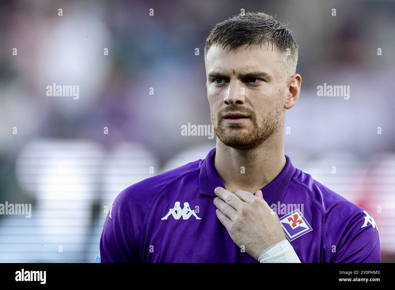 L'attaccante argentino della Fiorentina Lucas Beltran durante la partita di calcio di serie A Fiorentina contro Monza allo stadio Artemio Franchi il 1 settembre 2024 a Firenze. Foto Stock