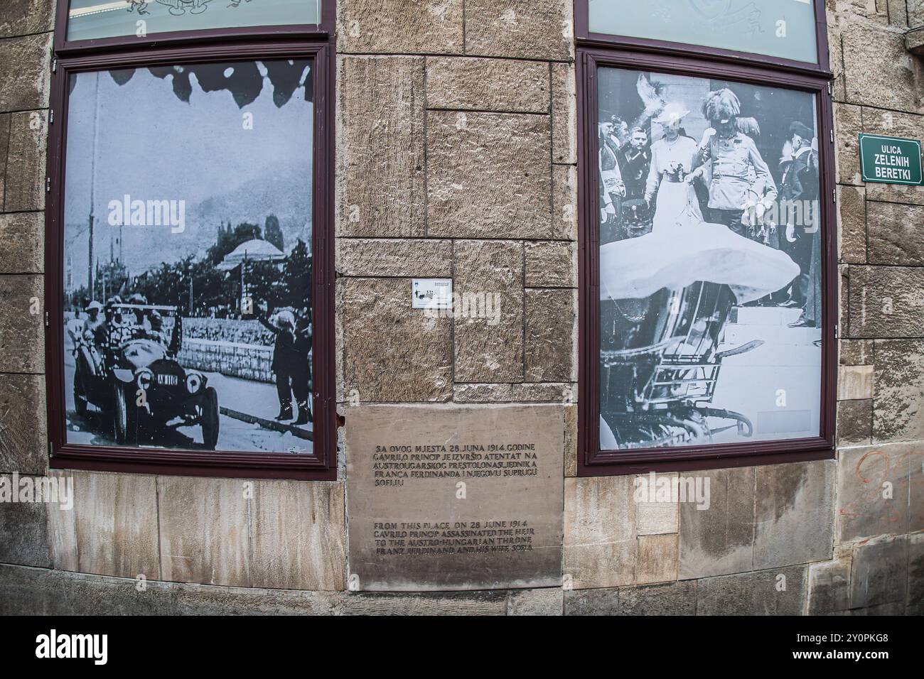 Memoriale dell'arciduca Ferdinand, Sarajevo, Bosnia ed Erzegovina Foto Stock