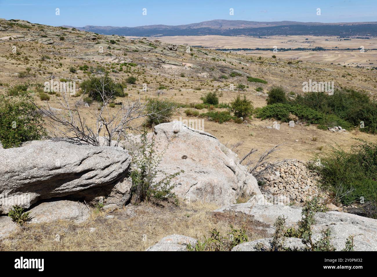 L'insediamento celtico chiamato forte di Ulaca nella Sierra de la Paramera, provincia di Avila, Spagna Foto Stock