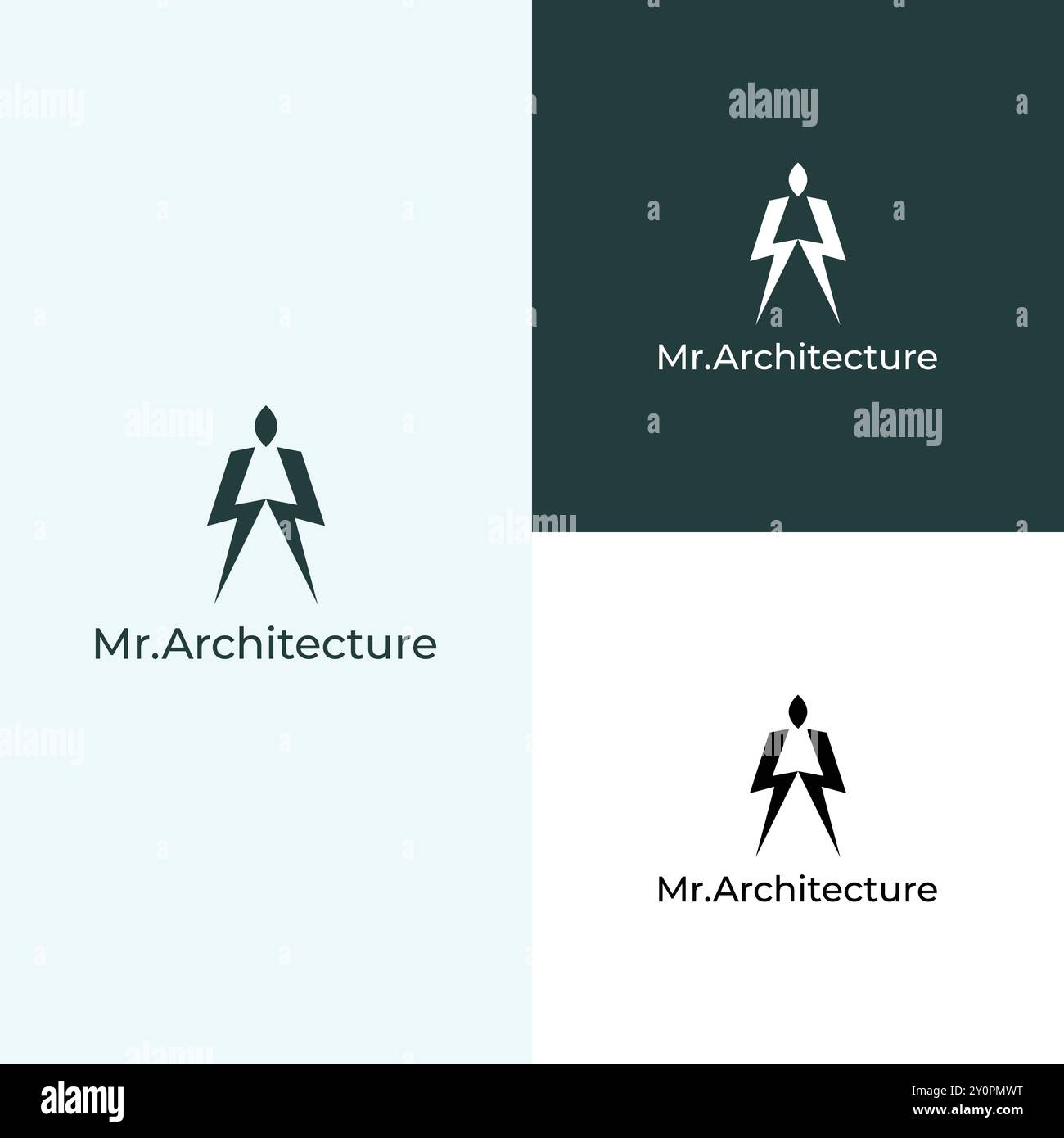 Progettazione minima del logo MR Architecture Illustrazione Vettoriale