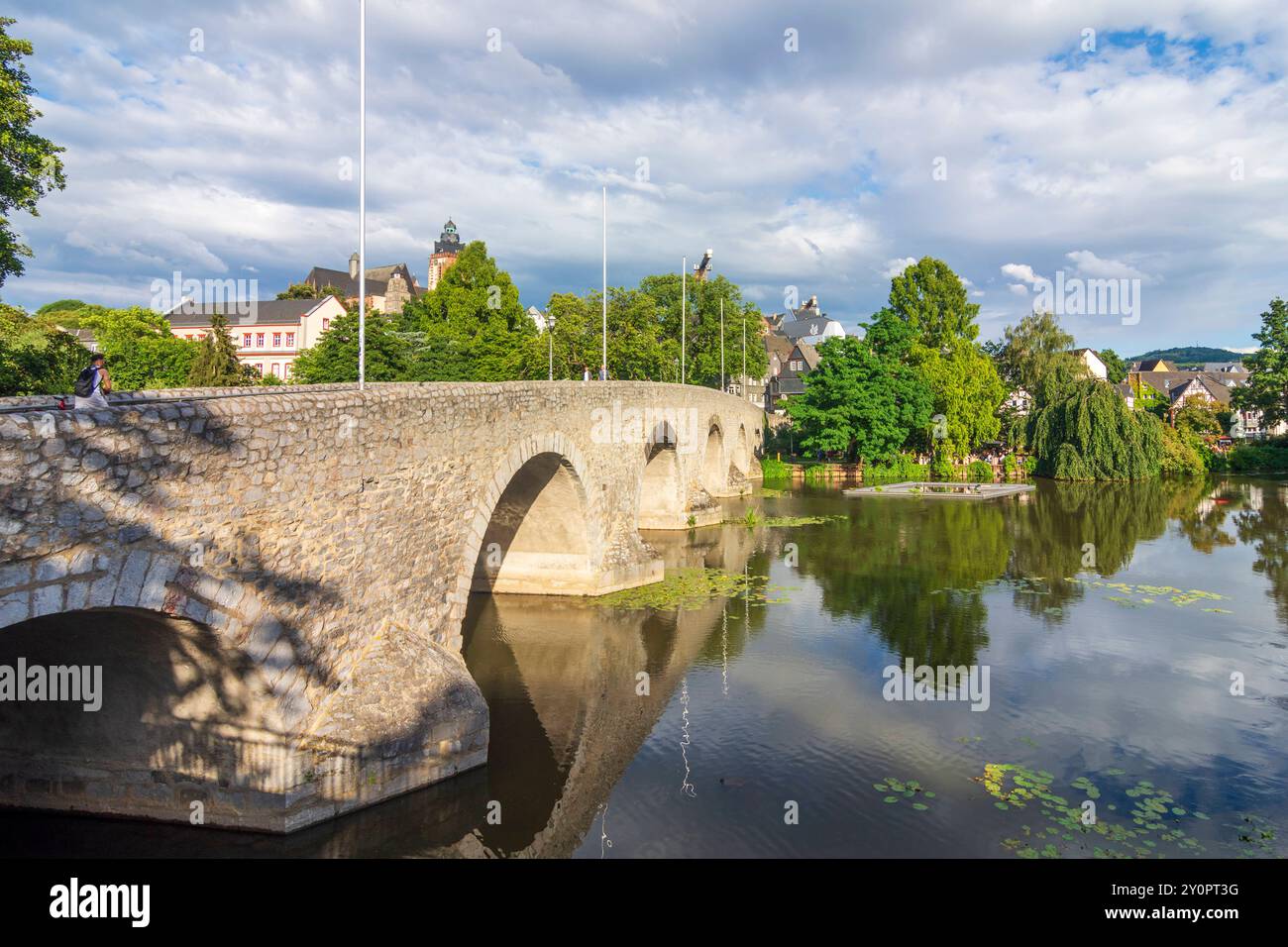 fiume Lahn, ponte alte Lahnbrücke Wetzlar Lahntal Assia, Assia Germania Foto Stock