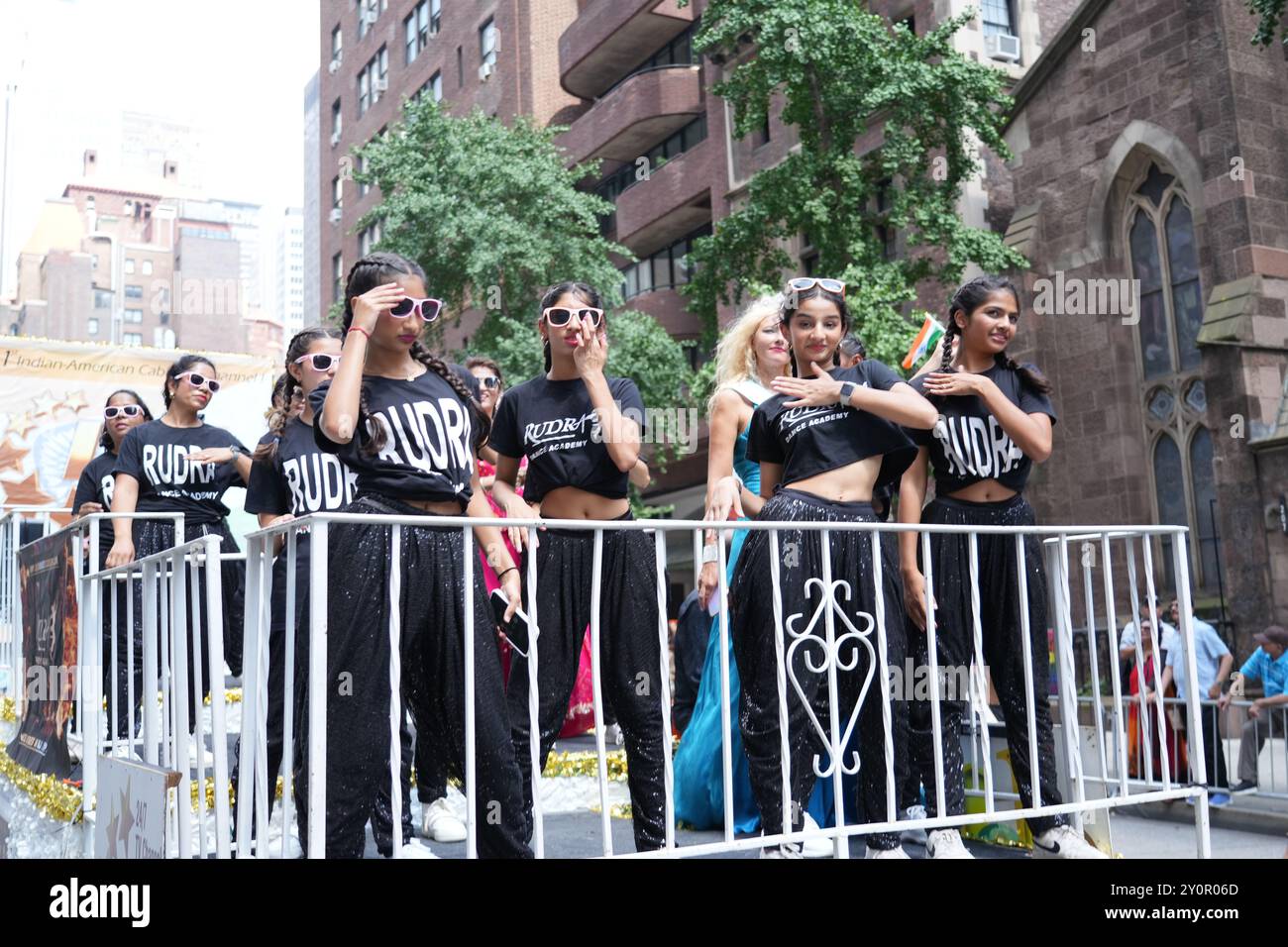 India Day Parade, sponsorizzata dalla FIA, Federation of Indian Associations, sulla Madison Avenue a New York. Foto Stock