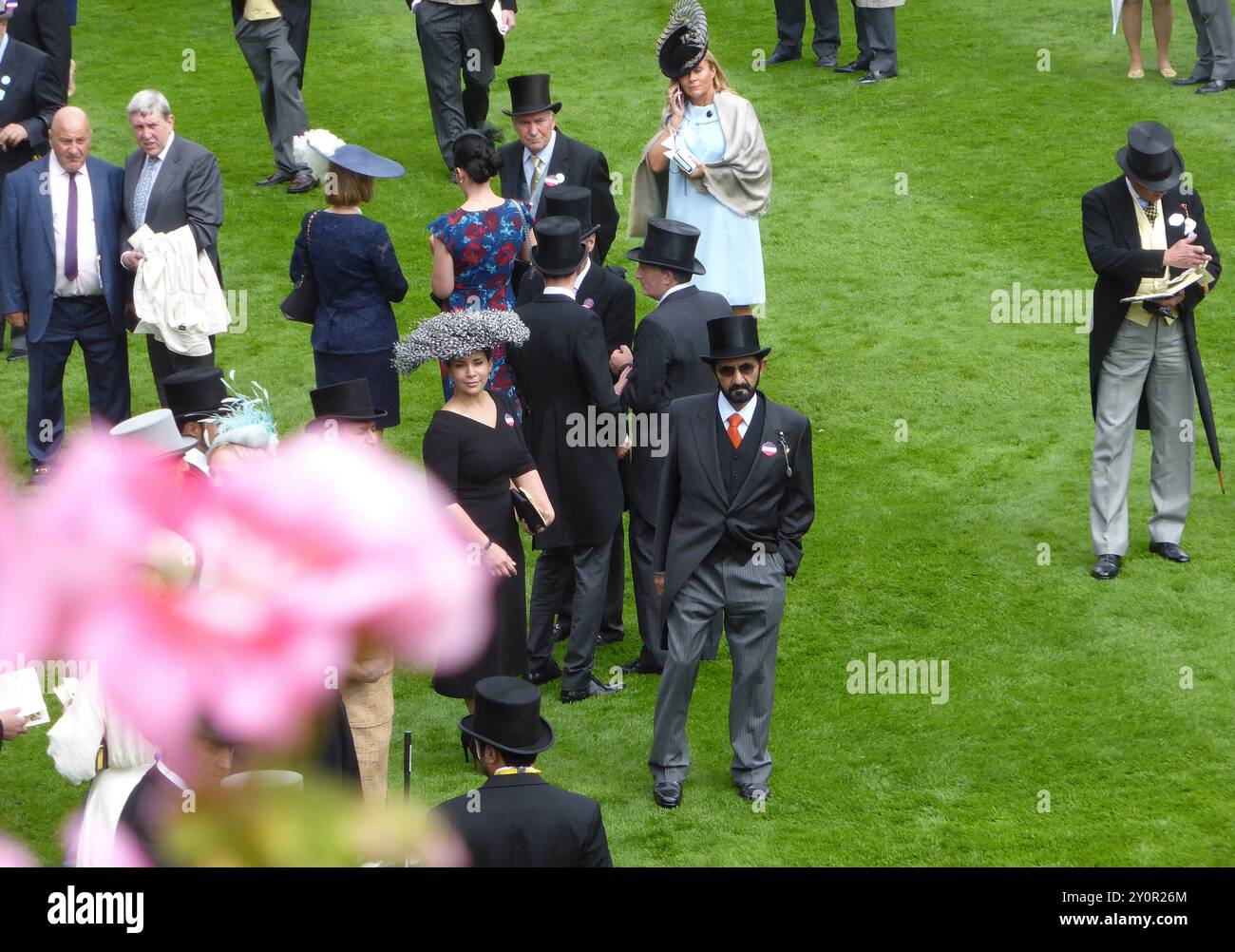 Lo sceicco Mohamed bin Rashid al Maktoum con la sua allora moglie la principessa Haya bint Hussein a Royal Ascot Foto Stock