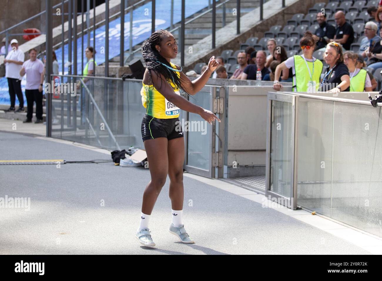 Berlino, Germania. 01 settembre 2024.Atletica, Meeting, ISTAF: Discus Throw Women: OSAKUE Daisy Out Competition. Crediti: Felix Wolf/Alamy Live News Foto Stock