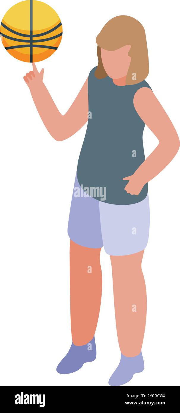 Giocatrice di basket che fa girare un pallacanestro sulla punta delle dita Illustrazione Vettoriale