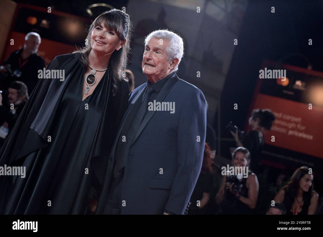 Venezia, Italia. 2 settembre 2024. Valerie Perrin e Claude Lelouch partecipano alla cerimonia di premiazione Cartier Glory to the Filmmaker durante la 81a Mostra Internazionale d'Arte cinematografica di Venezia, lunedì 2 settembre 2024 a Venezia, Italia. Foto di Rocco Spaziani/UPI credito: UPI/Alamy Live News Foto Stock