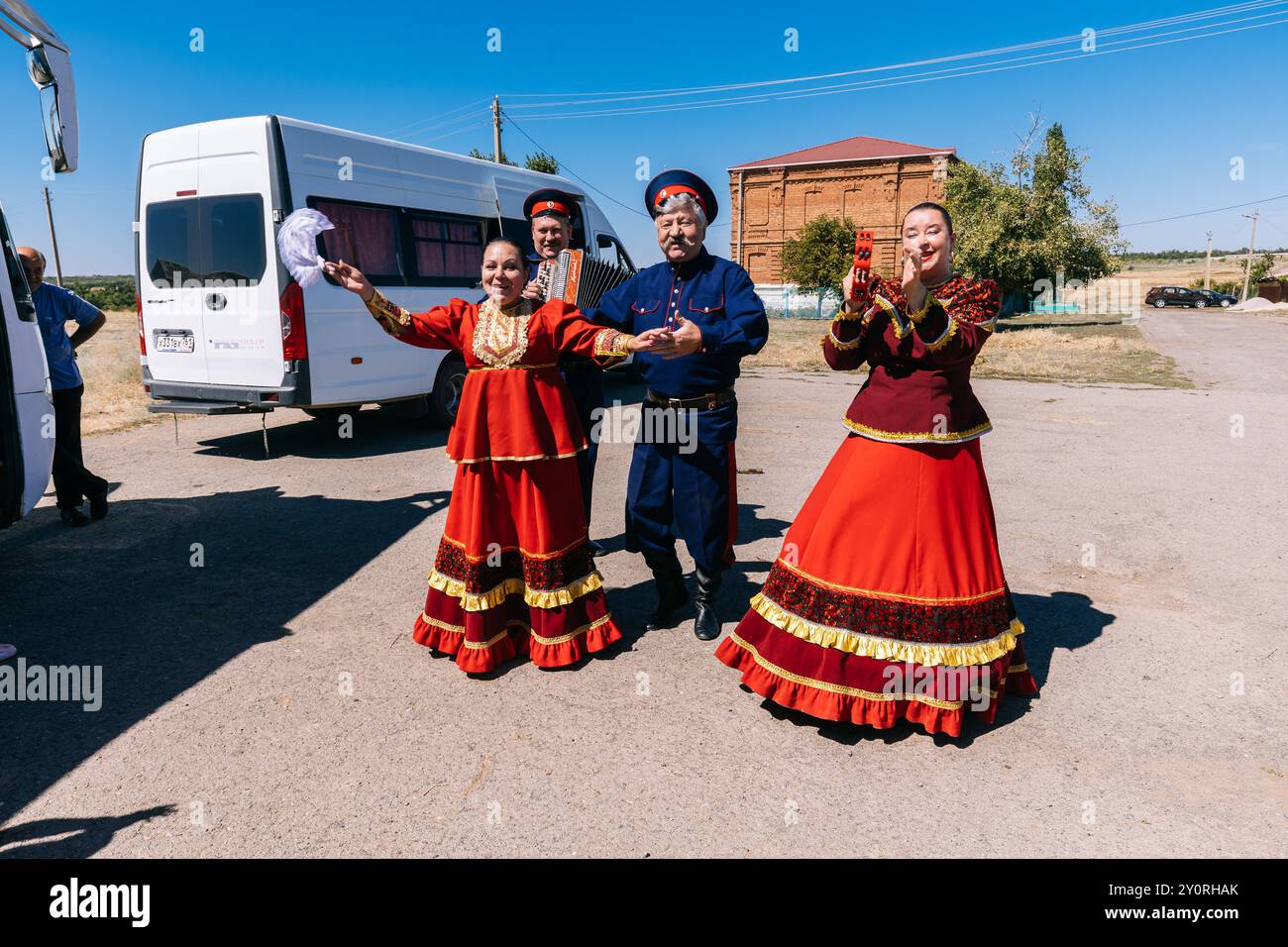 Don Cossack folk ensemble a Tsimlyansk, Russia, 20 agosto 2024 Foto Stock