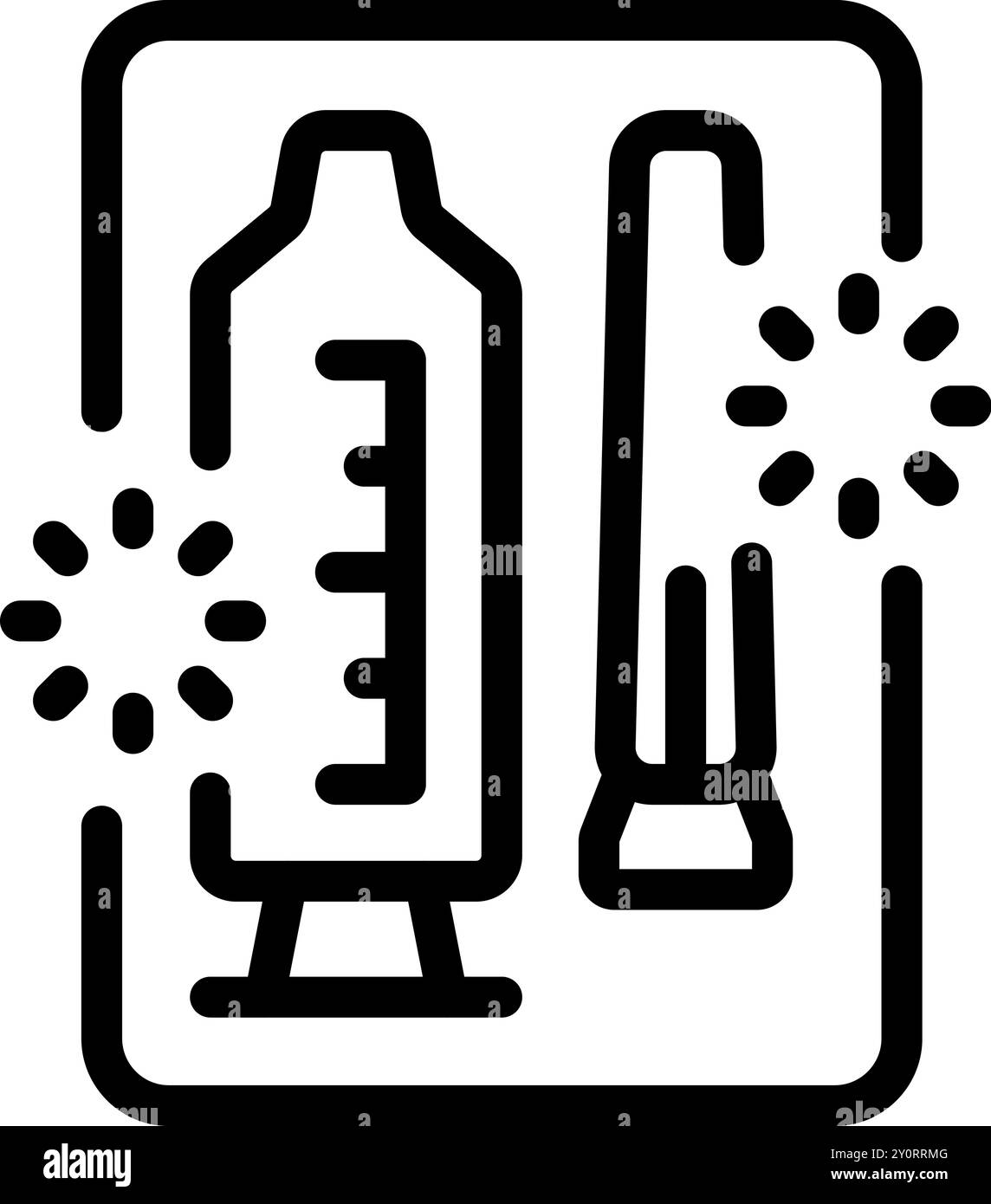 Kit medico contenente siringa e flaconcino, che rappresentano la vaccinazione contro virus e batteri Illustrazione Vettoriale