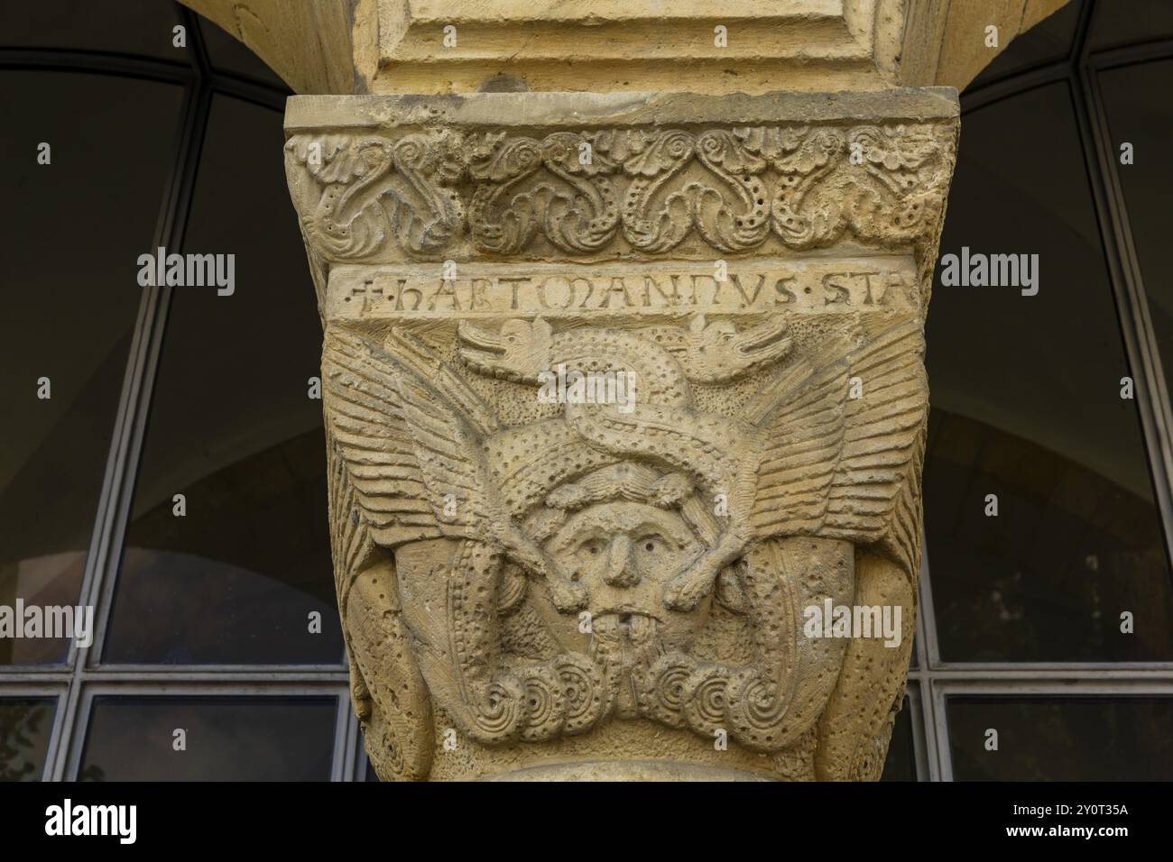Resti di una chiesa storica in stile romanico con vestibolo originale in pietra naturale del 1822, vestibolo cattedrale, Goslar, bassa Sassonia, G. Foto Stock