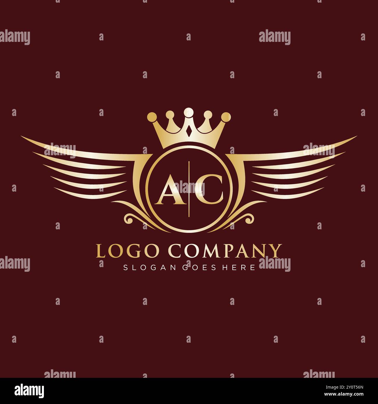 Iniziale lettera AC con logo Royal Wing Illustrazione Vettoriale