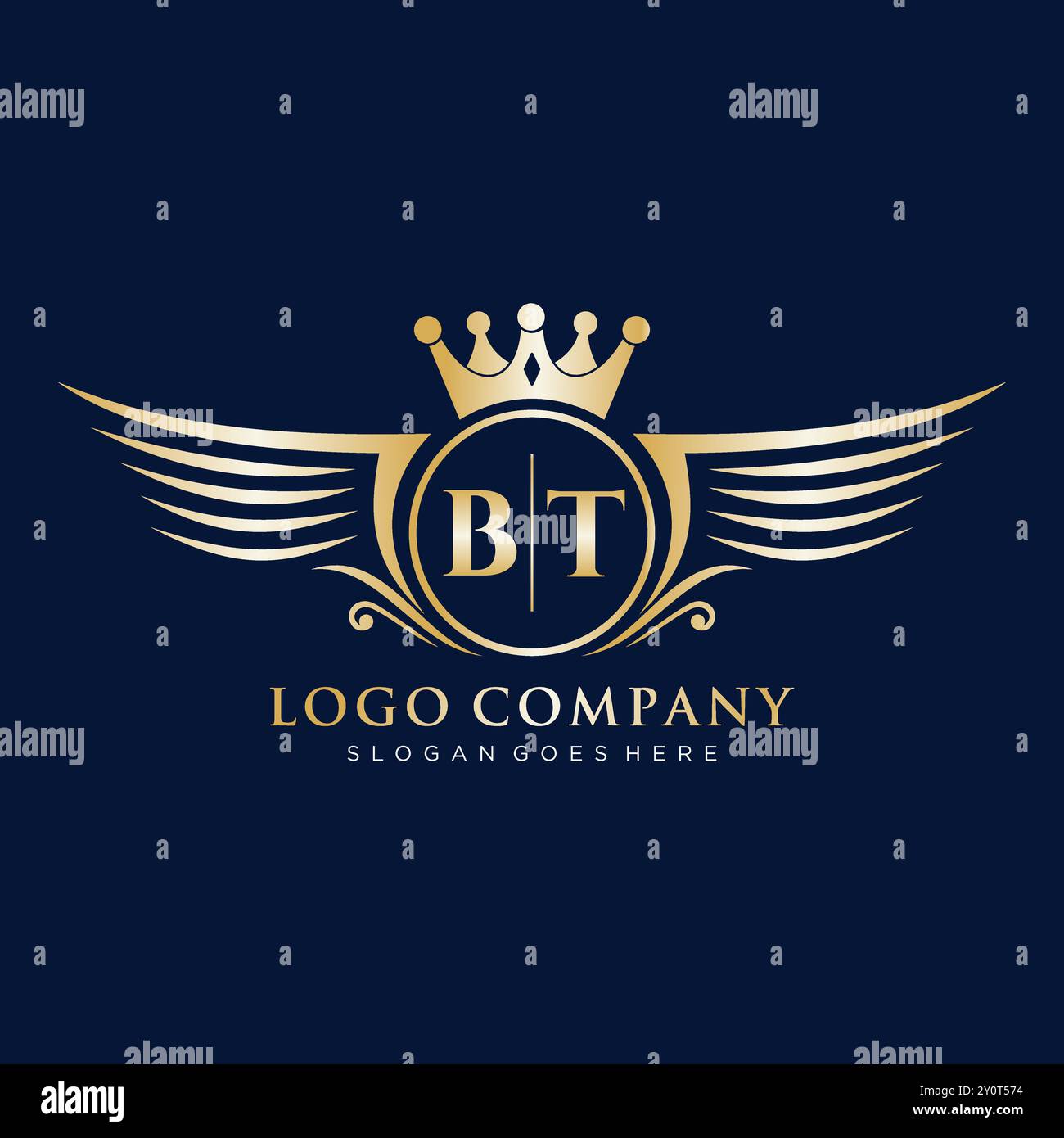 Lettera BT iniziale con logo Royal Wing . Illustrazione Vettoriale