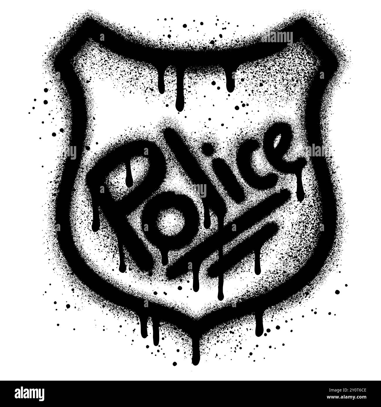 Icona distintivo della polizia Spray dipinto in stile graffiti isolato su sfondo bianco. Illustrazione Vettoriale