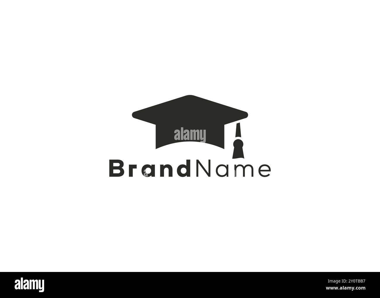 Logo minimalista del mortarboard . Cappellino educativo in stile moderno Illustrazione Vettoriale