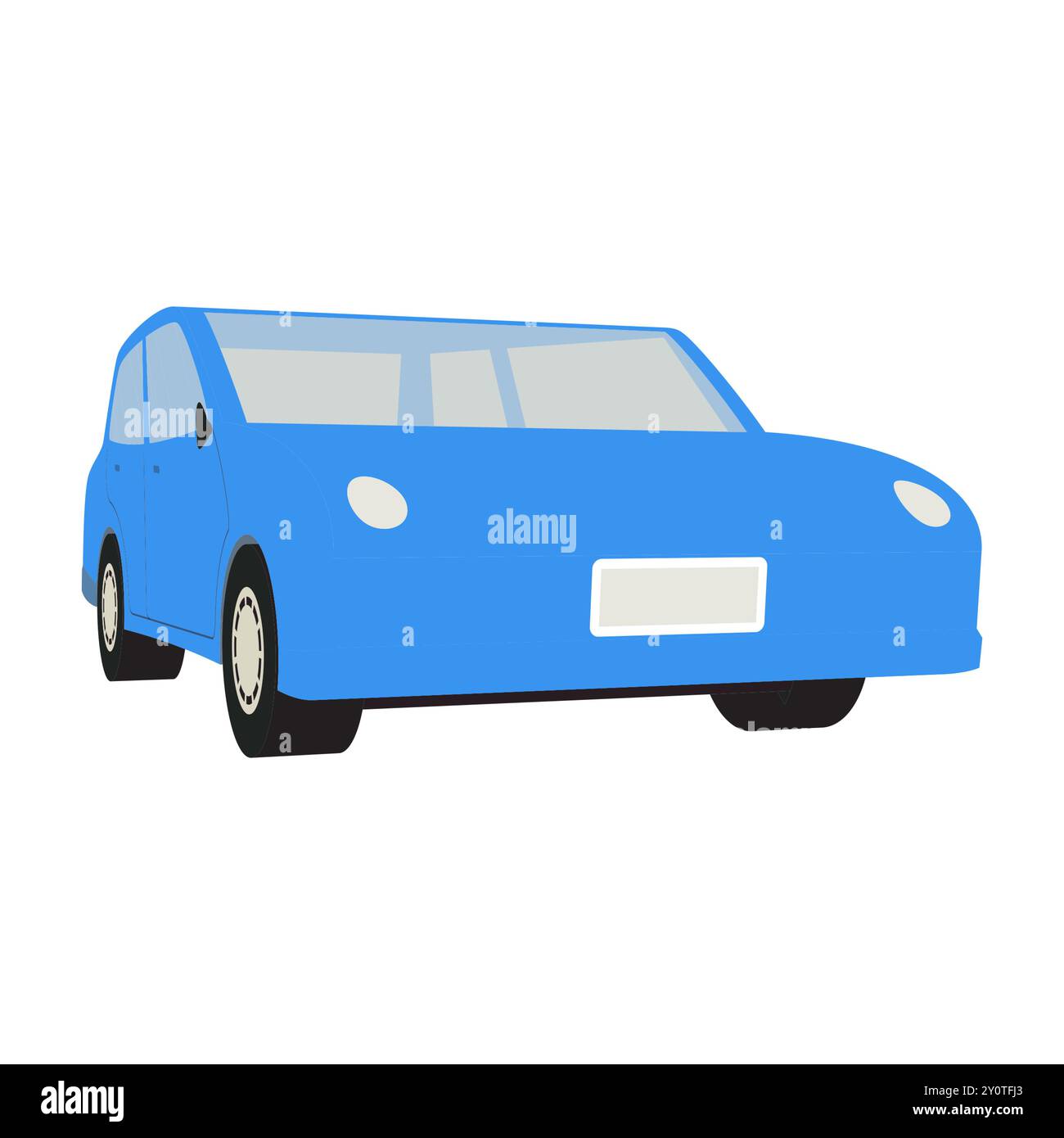 Icona Blue Cartoon Car Illustrazione Vettoriale