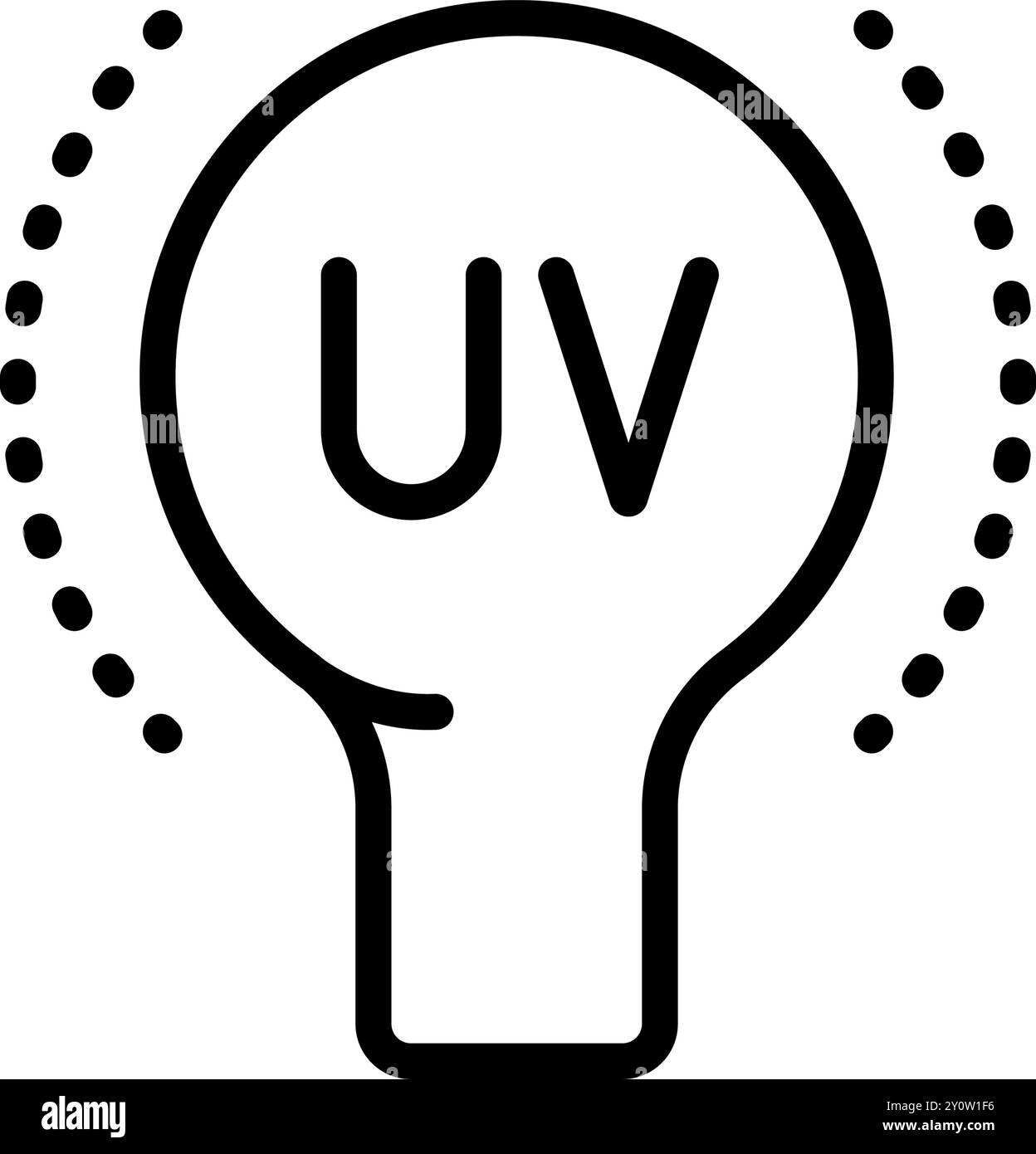 Icona della luce UV per la disinfezione del contorno. Icona della luce ultravioletta, radiazione a raggi UV. Illustrazione grafica del vettore di radiazione elettromagnetica Illustrazione Vettoriale