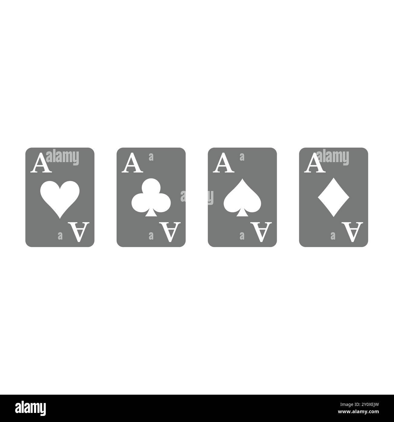 Mazzo di assi carte da gioco icone vettoriali. Set di icone ACE Club, diamanti, cuori e picche. Illustrazione Vettoriale