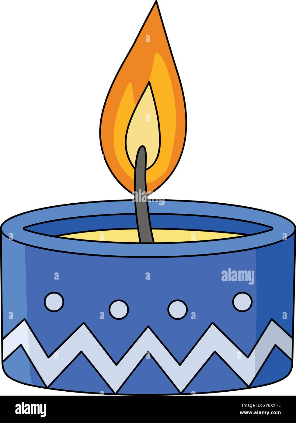 Illustrazione della Clipart colorata del cartone animato Diwali Diyas Illustrazione Vettoriale