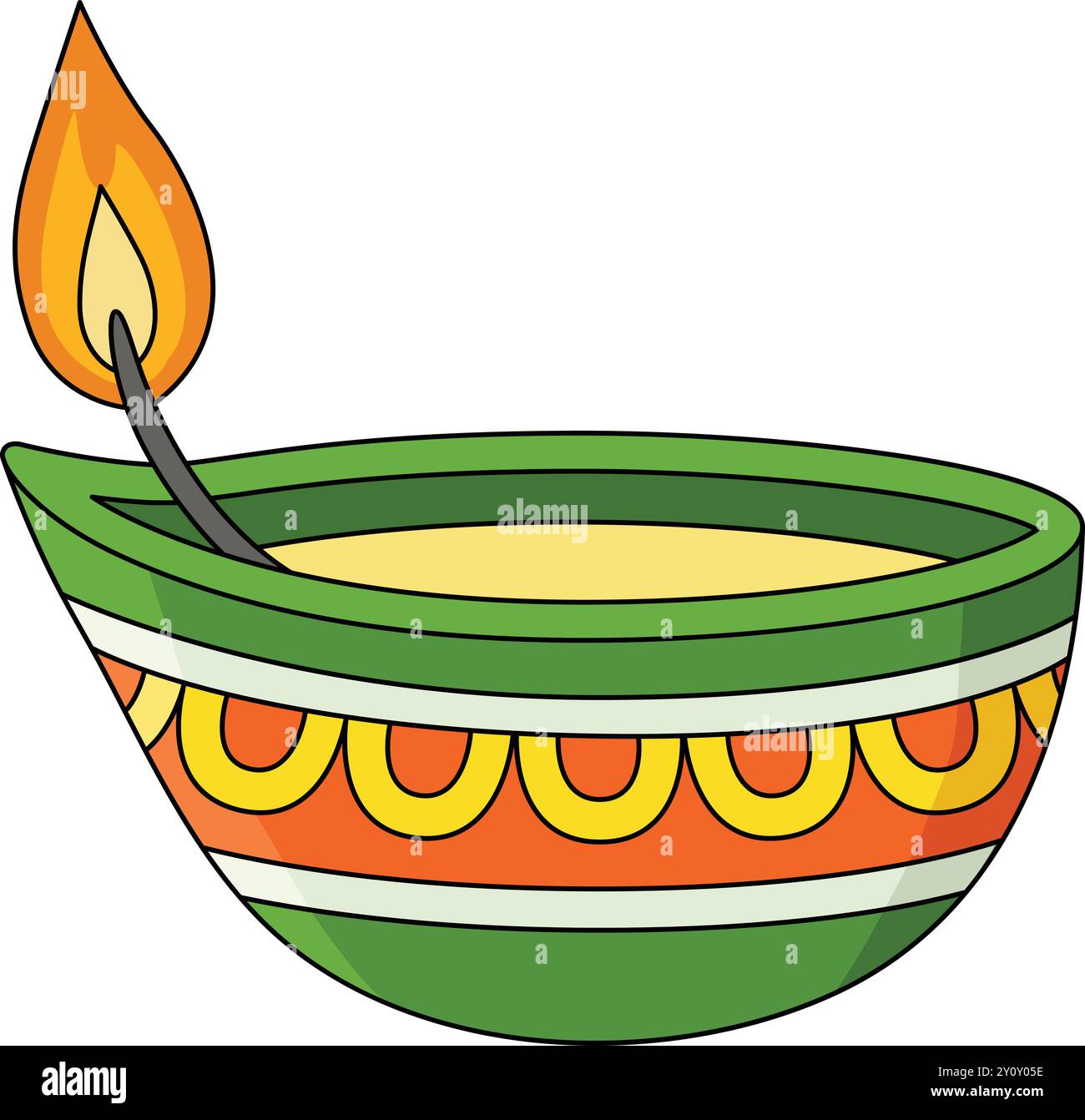 Illustrazione della Clipart colorata del cartone animato Diwali Diyas Illustrazione Vettoriale