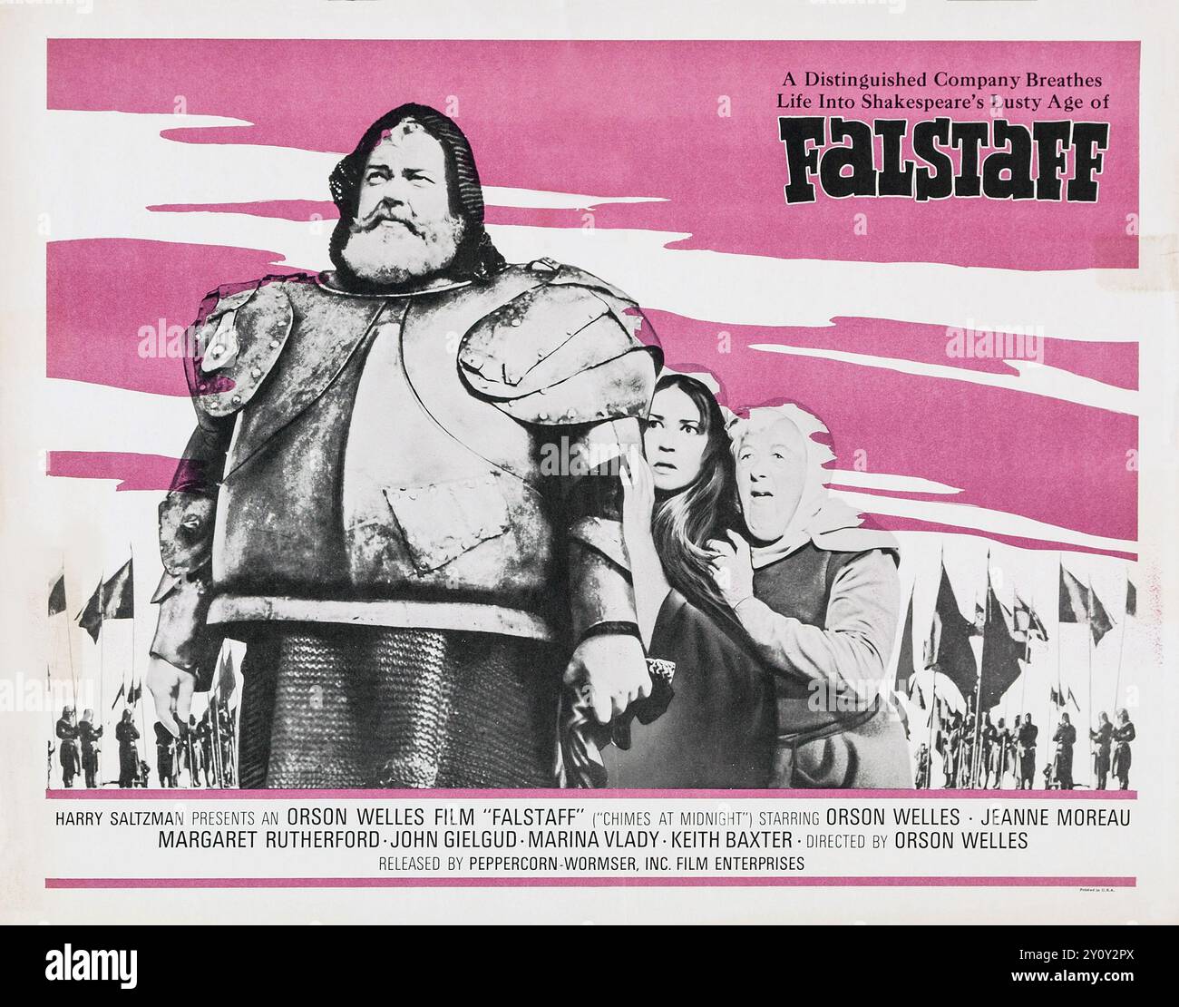 Poster cinematografico per l'uscita negli Stati Uniti del 1967 del film del 1966, Chimes at Midnight, intitolato Falstaff - feat. Orson Welles Foto Stock