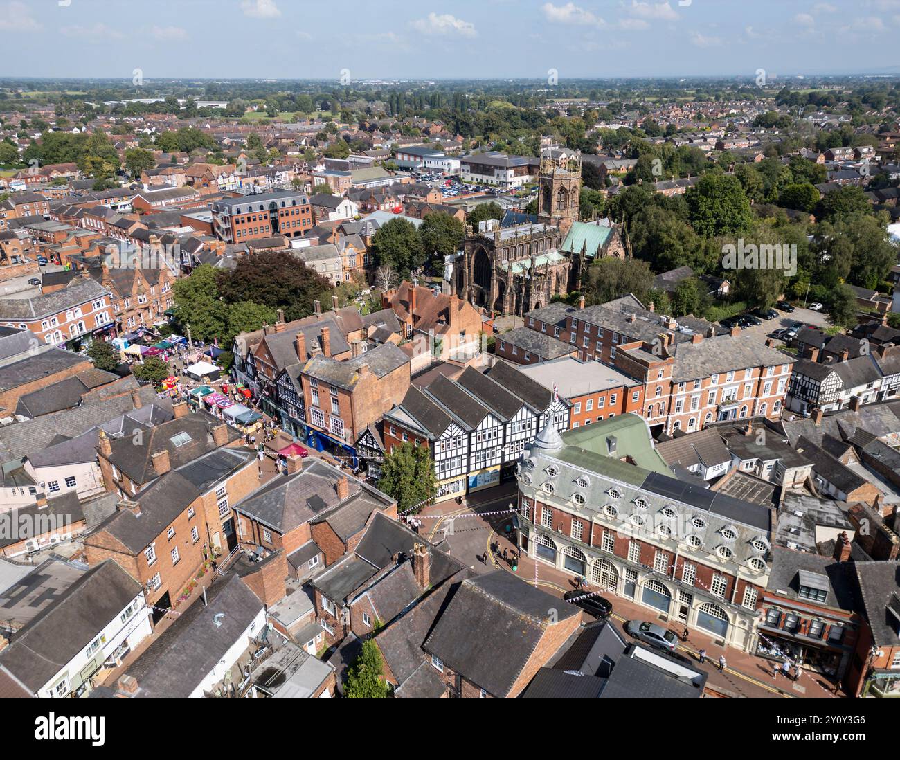 Strada principale del centro città, Nantwich, Cheshire, Inghilterra Foto Stock