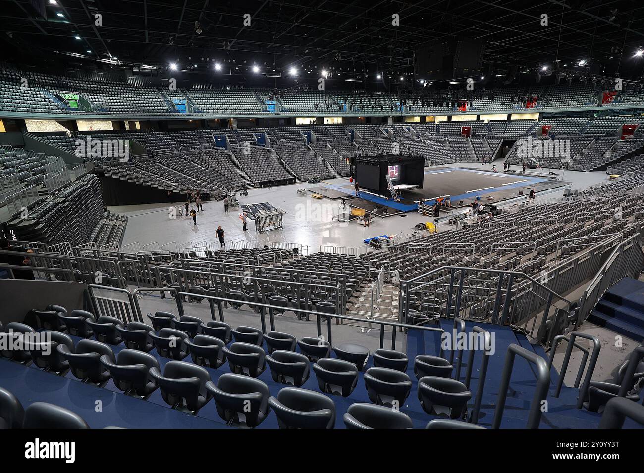 Zagabria, Croazia. 4 settembre 2024. I preparativi sono stati fatti all'Arena di Zagabria davanti a Drazen Petrovic gioco legacy - pallacanestro omaggio alla leggenda - Croazia contro l'Europa all'Arena di Zagabria il 4 settembre 2024, a Zagabria, Croazia. Foto: Goran Stanzl/PIXSELL credito: Pixsell/Alamy Live News Foto Stock