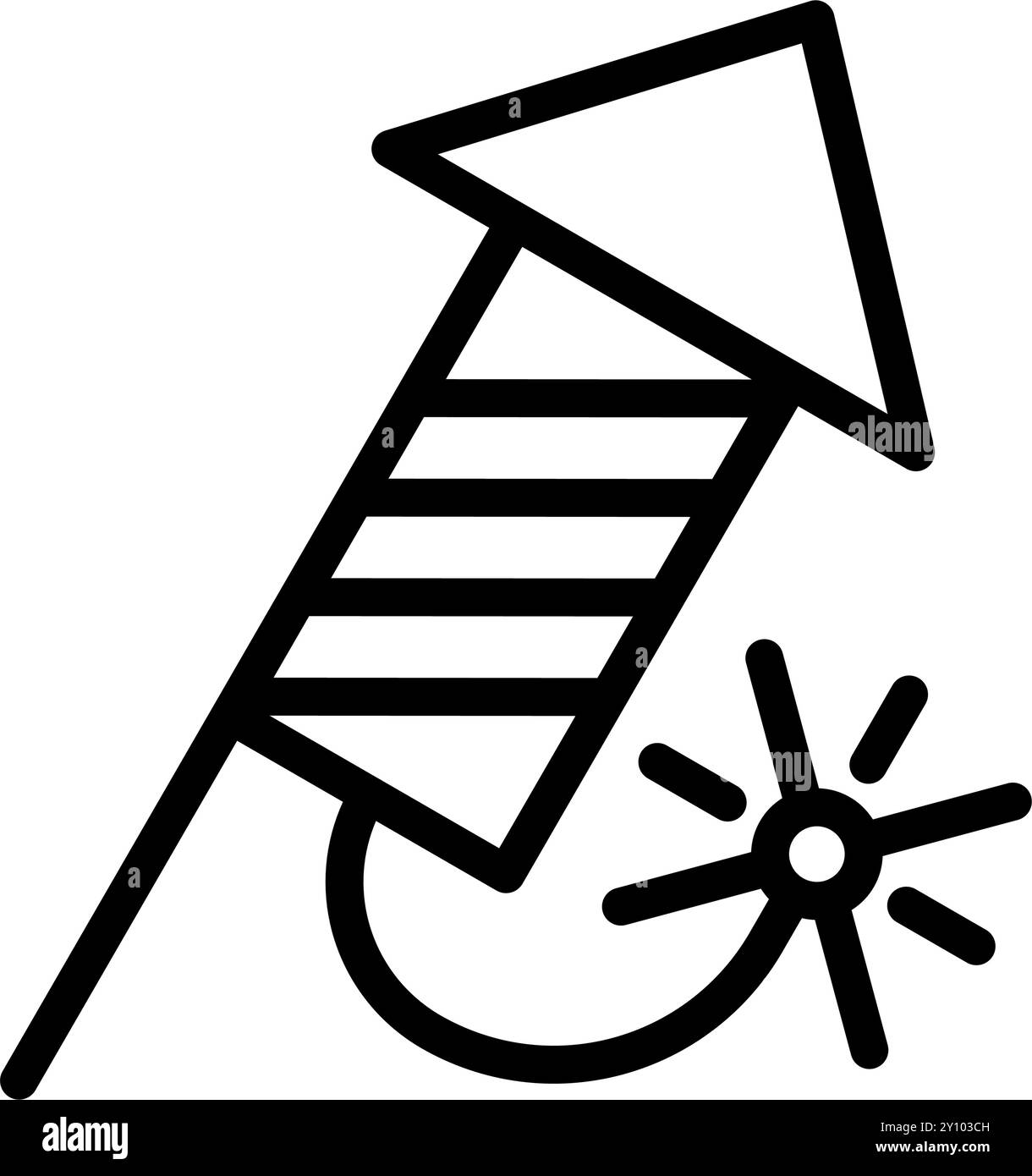 Icona Rocket dei fuochi d'artificio di natale, elemento simbolo delle festività invernali Illustrazione Vettoriale