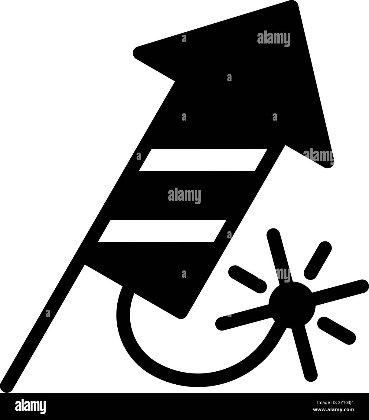 Icona Rocket dei fuochi d'artificio di natale, elemento simbolo delle festività invernali Illustrazione Vettoriale