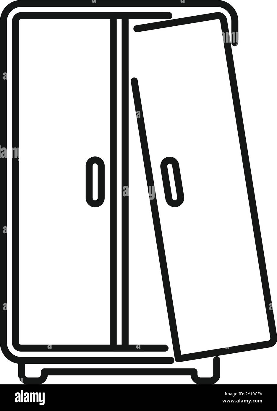 Delineare l'armadio aperto con un'icona del concetto di servizio di riparazione per Web, dispositivi mobili e infografiche Illustrazione Vettoriale