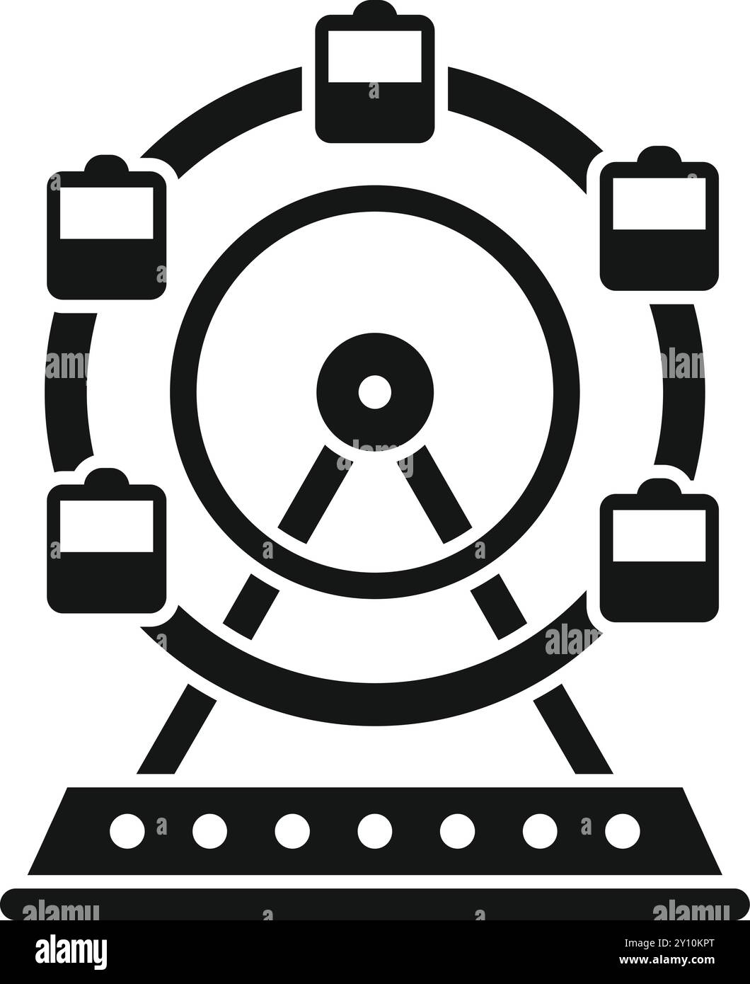 Semplice icona vettoriale di una ruota panoramica che ruota in un parco divertimenti Illustrazione Vettoriale