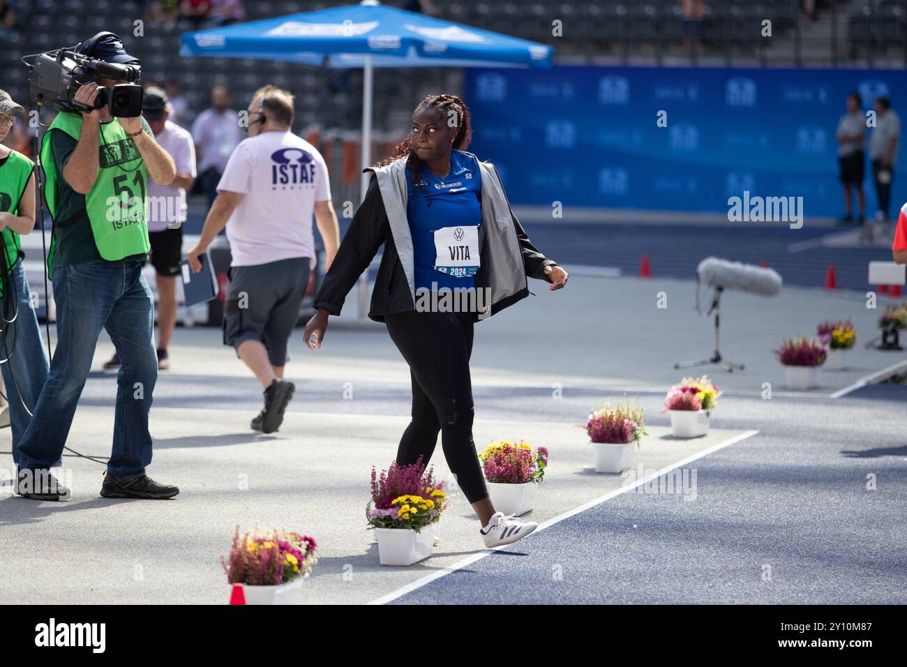 Berlino, Germania. 01 settembre 2024.Atletica, Meeting, ISTAF: Discus throw Women: VITA Claudine Out Competition. Crediti: Felix Wolf/Alamy Live News Foto Stock
