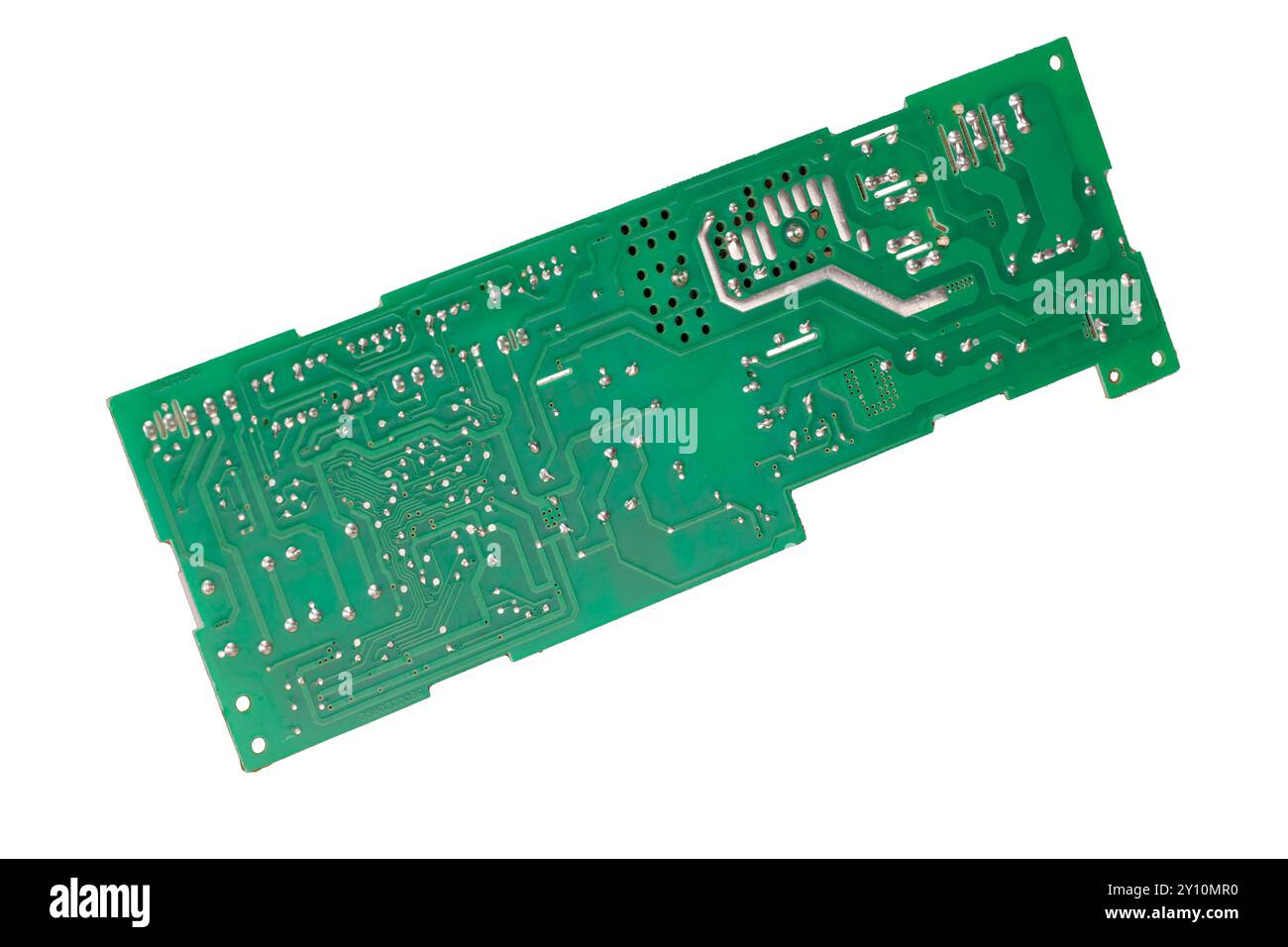 Circuito stampato verde isolato su bianco Foto Stock