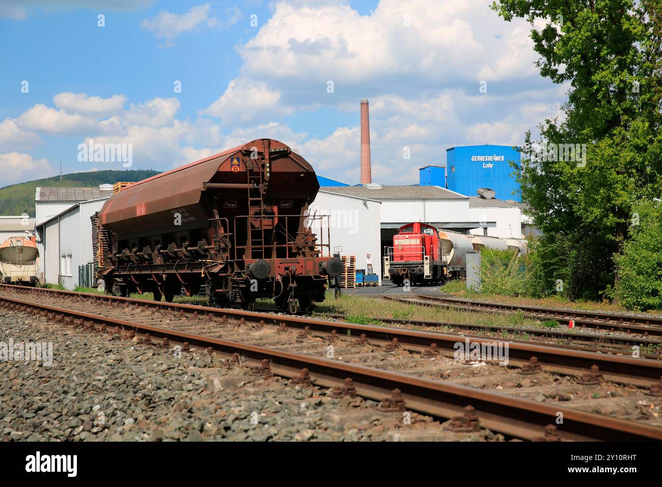 Consegna di carri merci a Lohr am Main Foto Stock