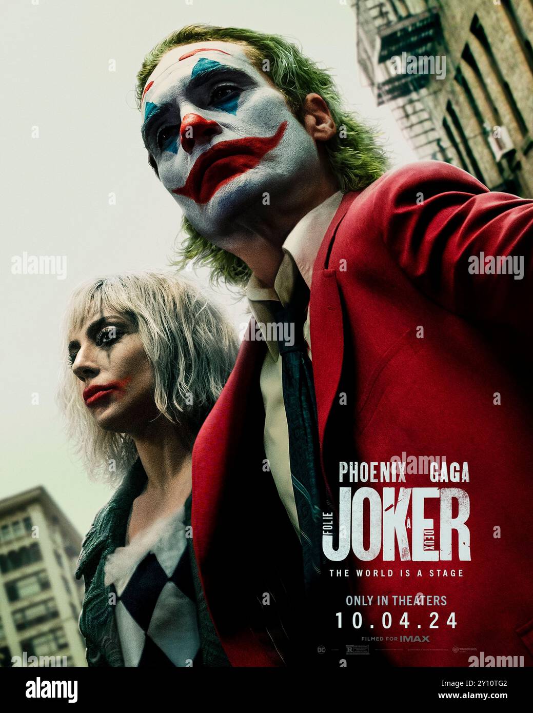 Joker: Folie à Deux (2024) diretto da Todd Phillips e interpretato da Joaquin Phoenix, Zazie Beetz, Brendan Gleeson e Lady Gaga. Attesissimo sequel dell'acclamato film Joker del 2018. Poster US Advance***SOLO PER USO EDITORIALE***. Crediti: BFA / Warner Bros Foto Stock