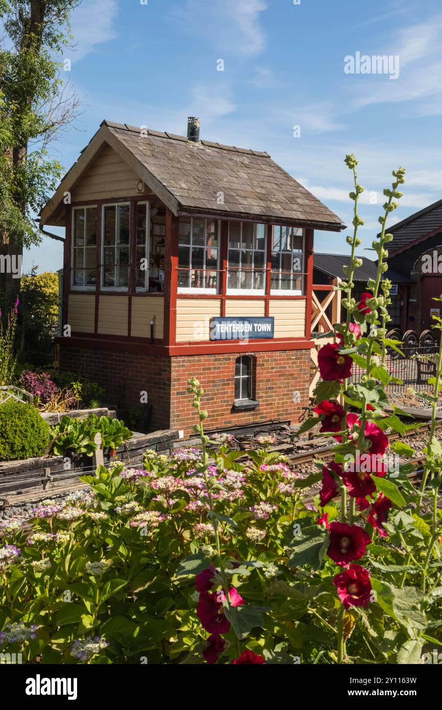 England, Kent, Tenterden, Kent e East Sussex Railway, Tenterden Station, Historical Signal Box Foto Stock