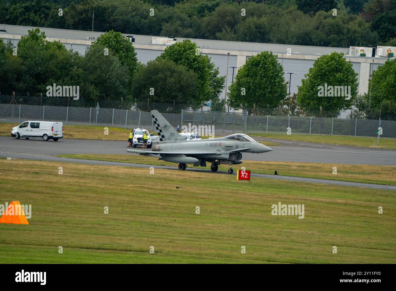 Farnborough, Hampshire - 26 luglio 2024: Farnborough International Airshow venerdì Eurofighter Typhoon EF2000 Foto Stock