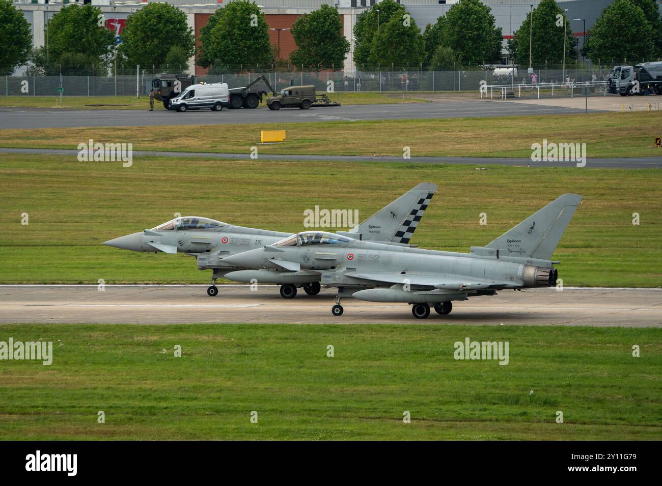 Farnborough, Hampshire - 26 luglio 2024: Farnborough International Airshow venerdì Eurofighter Typhoon EF2000 Foto Stock