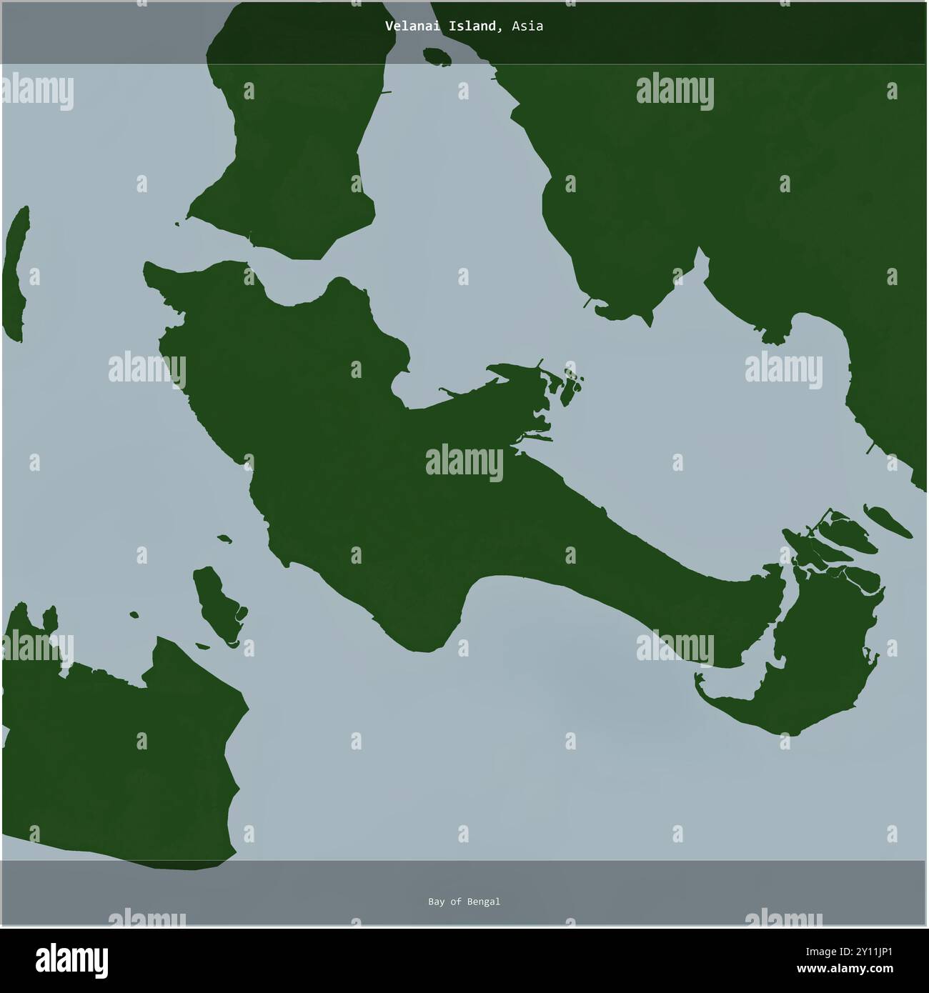 Velanai Island, nella Baia del Bengala, appartenente allo Sri Lanka, si è ritagliata in piazza su una mappa colorata Foto Stock
