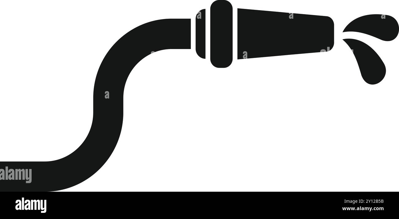 Tubo antincendio che spruzza l'icona dell'acqua in uno stile semplice isolato su sfondo bianco Illustrazione Vettoriale